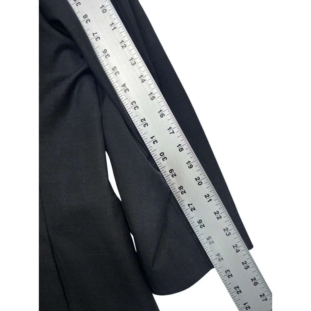 Langel Woods Bespoke 50S 44x30 Charcoal Plaid 2pc Pant Suit USA All Season Wool